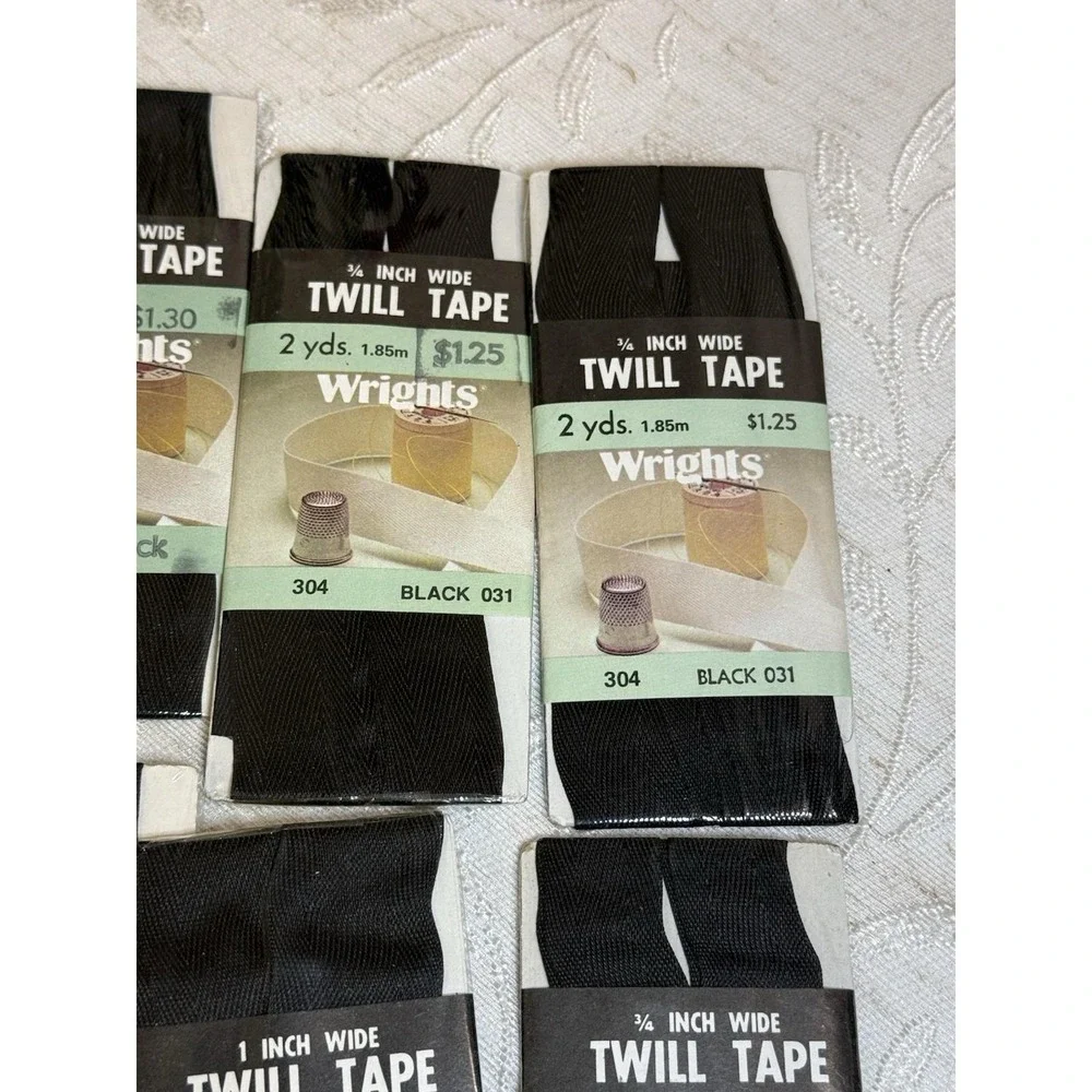 8pk Vintage Wrights Black Twill Tape‎ 3/4